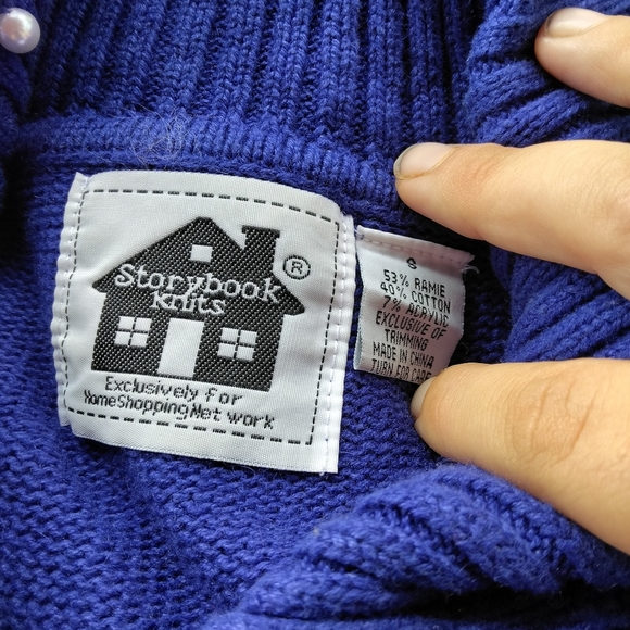 Storybook Knits Snowman Embroidered Pearl Scattered Snow Cotton Blend Size Small - Picture 8 of 8